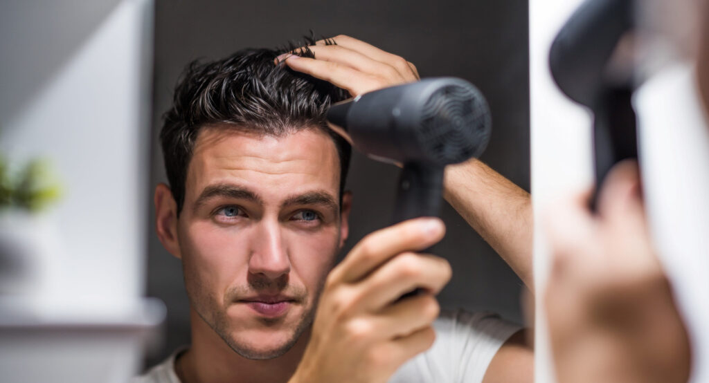 Blow drying hair