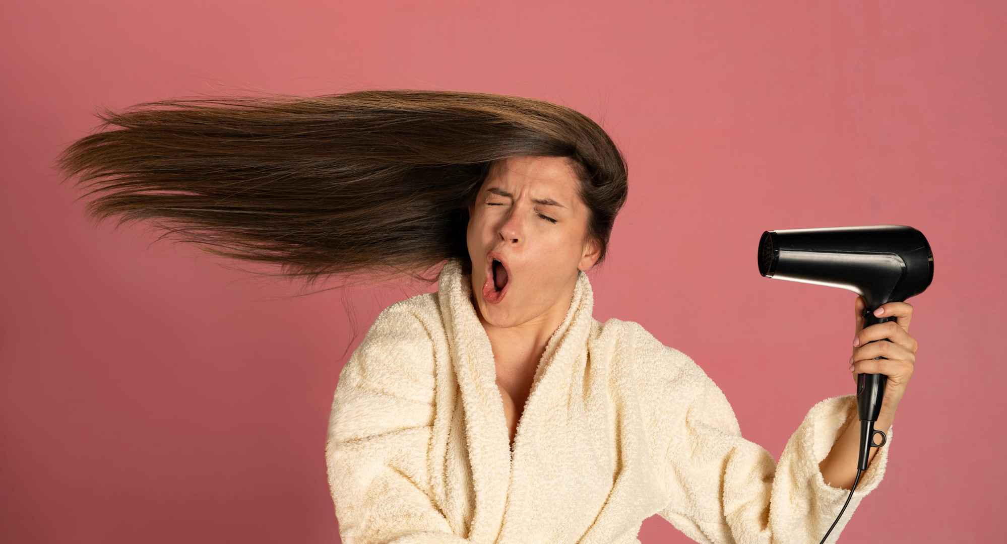 Blow drying hair