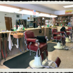 Vintage barber chairs at Conway Village Barber Shop